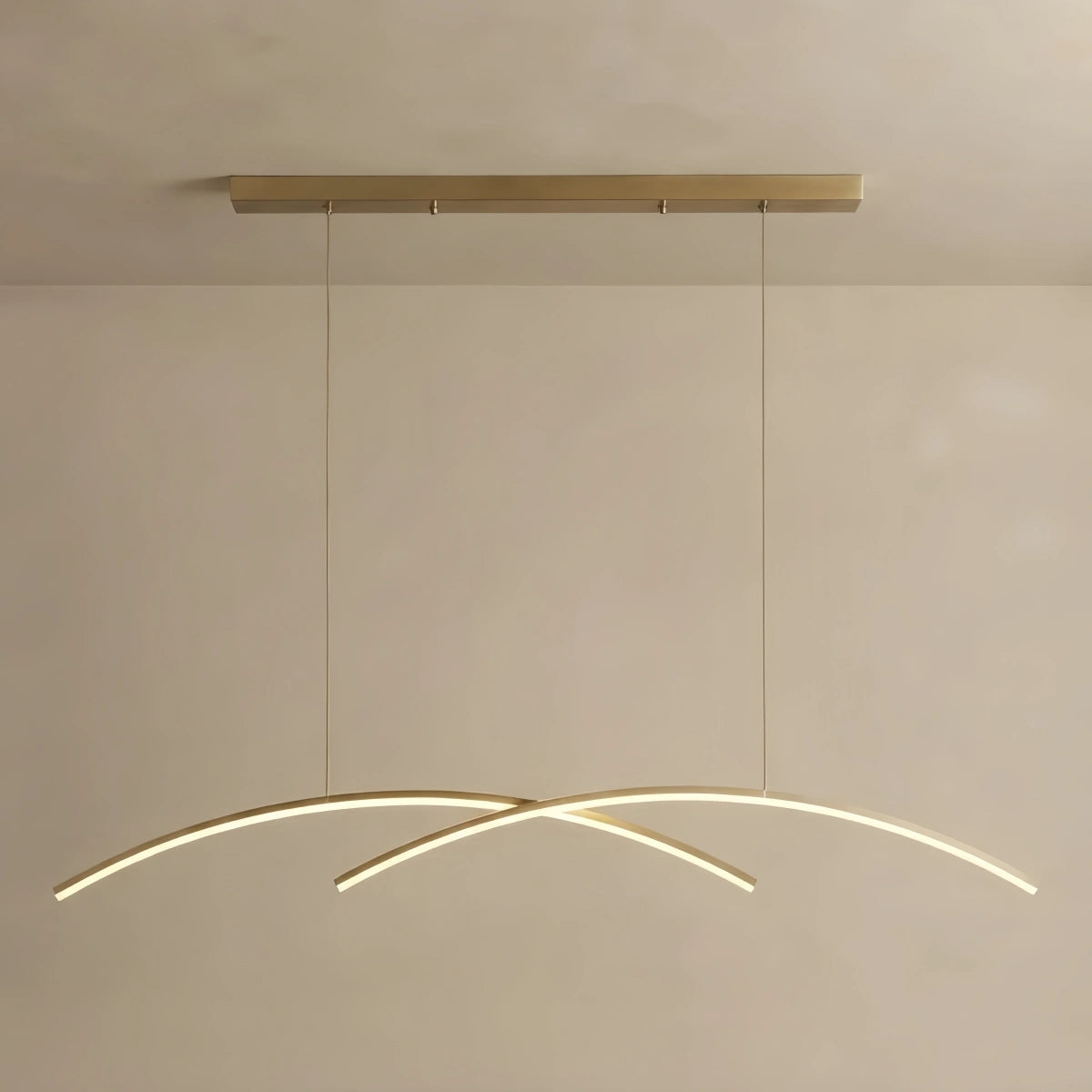 Minimalist Metal Pendant Light - Black/Gold Double Curve for Dining Room
