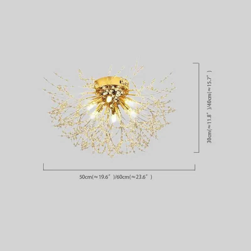 Art Deco Metal Ceiling Light Dandelion Shape for Living Room