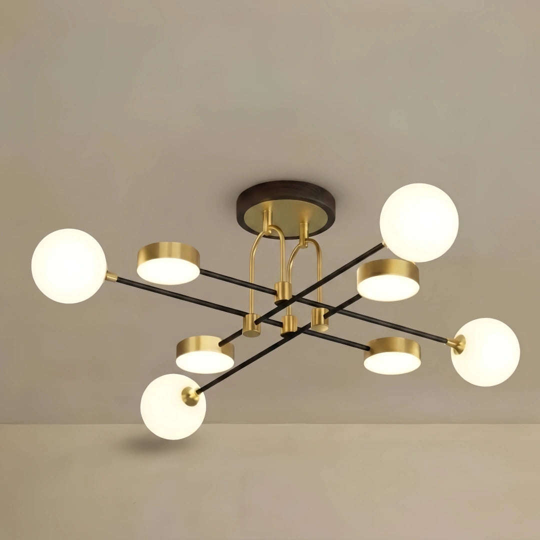 Gold Chandelier – Glass & Metal Fixture for Living Room