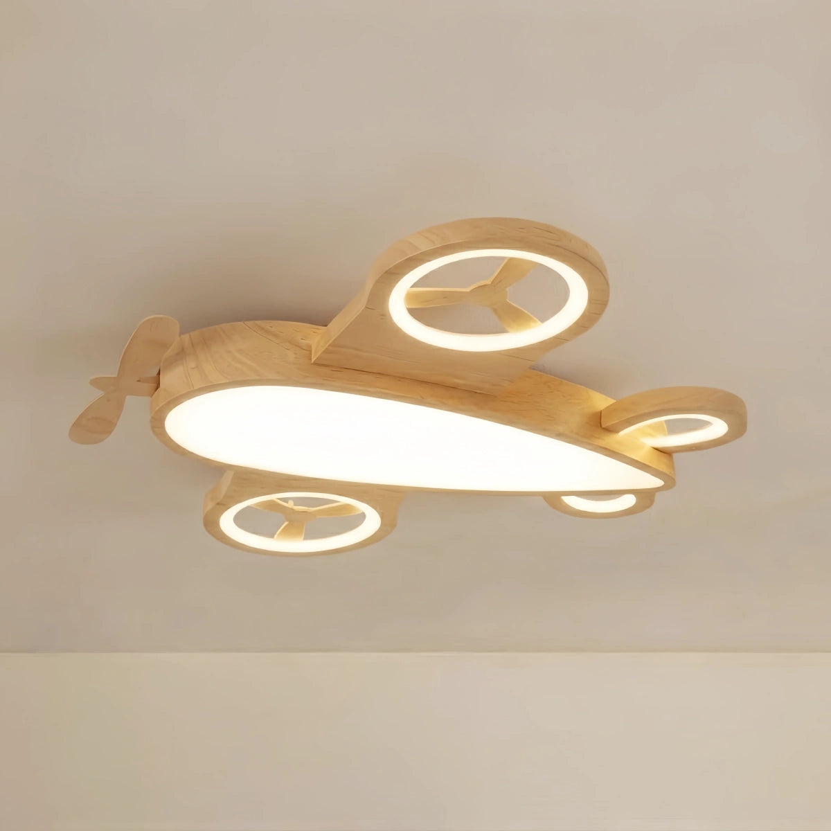 Vivara Designer Wood Ceiling Light - Wood & Acrylic Plane Design for Children's Room