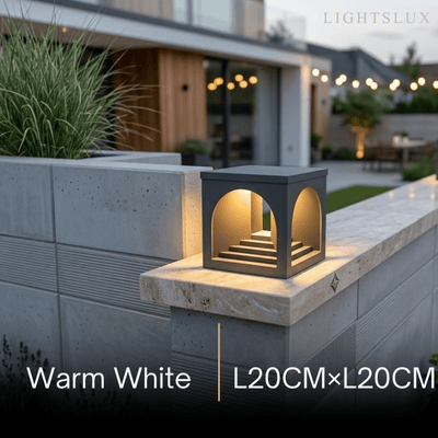 Arcato Minimalist Pier-Mount Pillar Light - Black Metal for Outdoor