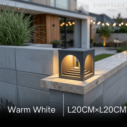 Arcato Minimalist Pier-Mount Pillar Light - Black Metal for Outdoor
