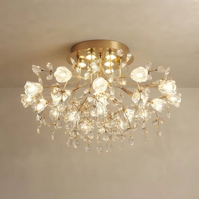 Excelis Royal Dendrite Ceiling Light – Gold Metal & Glass Fixture Living Room/Bedroom