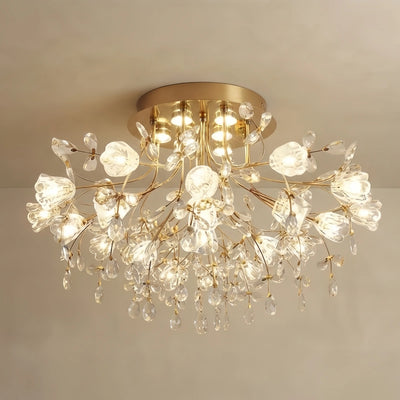 Excelis Royal Dendrite Ceiling Light – Gold Metal & Glass Fixture Living Room/Bedroom