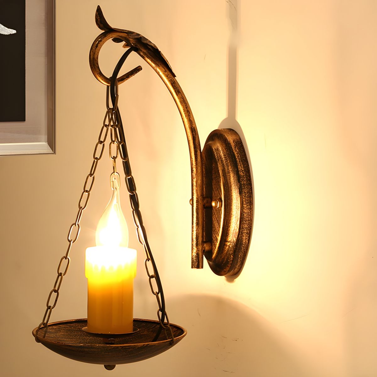 Irondale Industrial Easter Candle Copper Metal Wall Lamp Dining Room