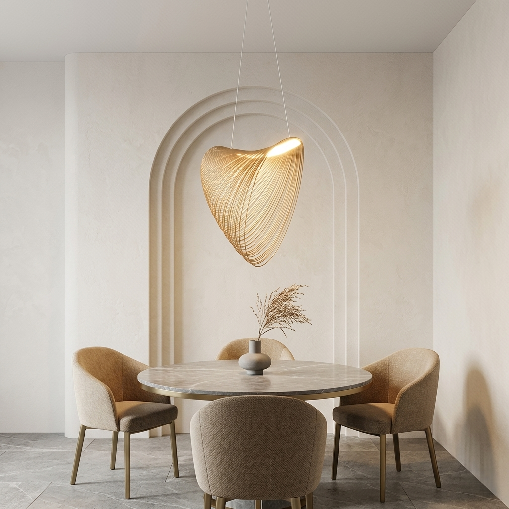 Zenno Art Deco Pendant Light - Irregular Wooden Design for Dining Room