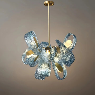 Art Deco Peacock Chandelier – Blue Feather Art Glass Contemporary for Dining Room Bedroom