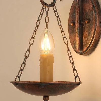 Irondale Industrial Easter Candle Copper Metal Wall Lamp Dining Room