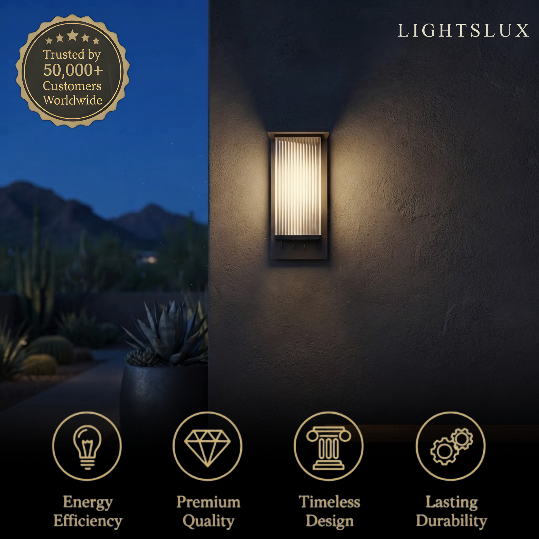 Irondale Industrial Rectangular LED Outdoor Wall Lamp – Waterproof Light for Courtyard