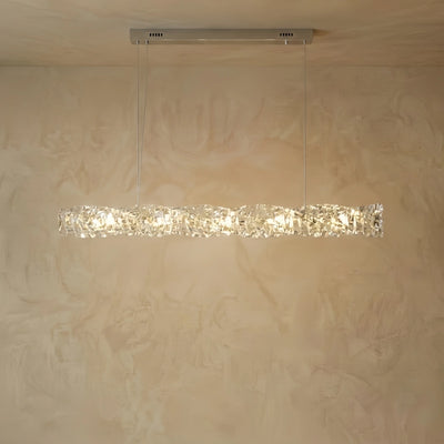 Excelis Luxury Linear Crystal Chandelier – Gold/Silver Stainless Steel for Dining Room