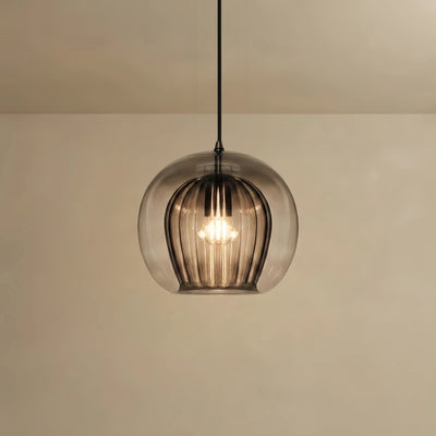 Vetro Nordic Globe Pendant Light – Clear or Amber Glass for Bedroom