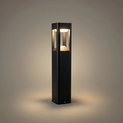 Irondale Industrial Outdoor Pathway Light - Black Metal & Acrylic Rectangle Design for Patio