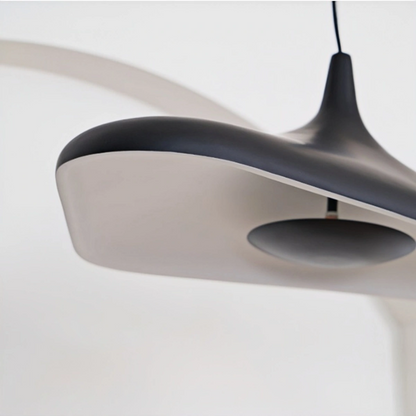 Stellar Modern Hooded Pendant Light – White/ Black Resin/Metal Living/Dining Room