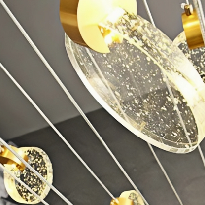 Excelis Art Deco Round – Pendant Light Gold Metal/Crystal for Dining Room
