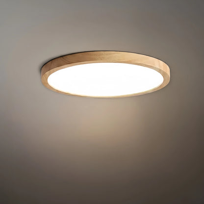 Zenno Wabi-sabi Modern Round Dimmable Ceiling Light – Wood/Acrylic for Living Room
