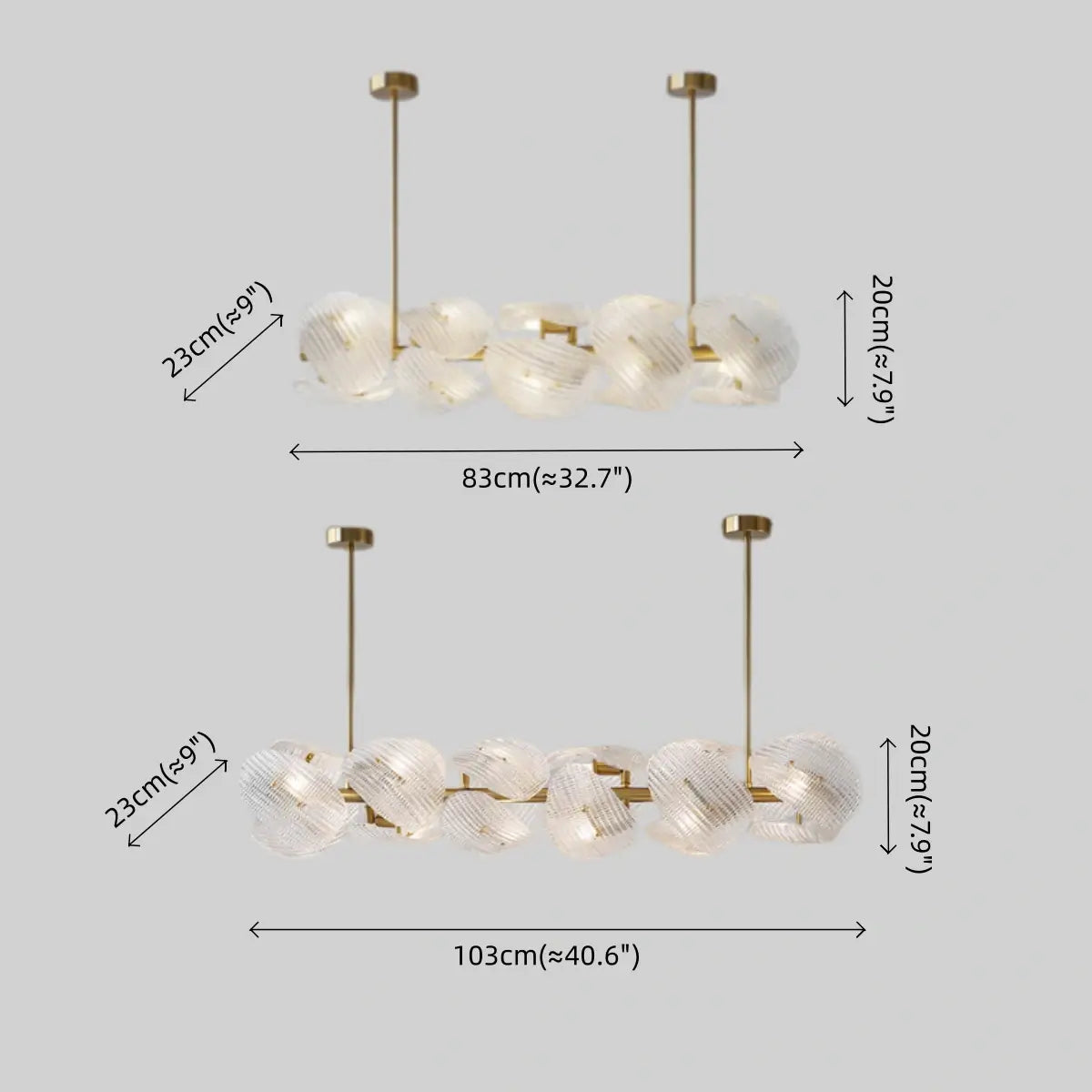 Elegant Petal Glass Chandelier -- Round or Linear