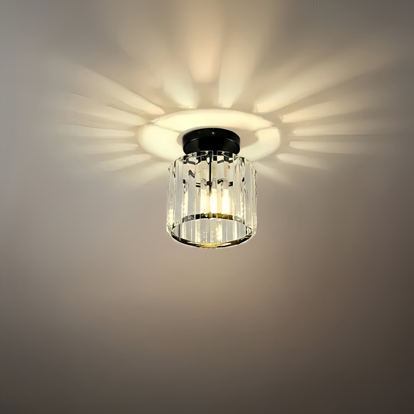 Vetro Modern Ceiling Lamp Metal/Crystal Design in Black/Gold/Silver for Bedroom