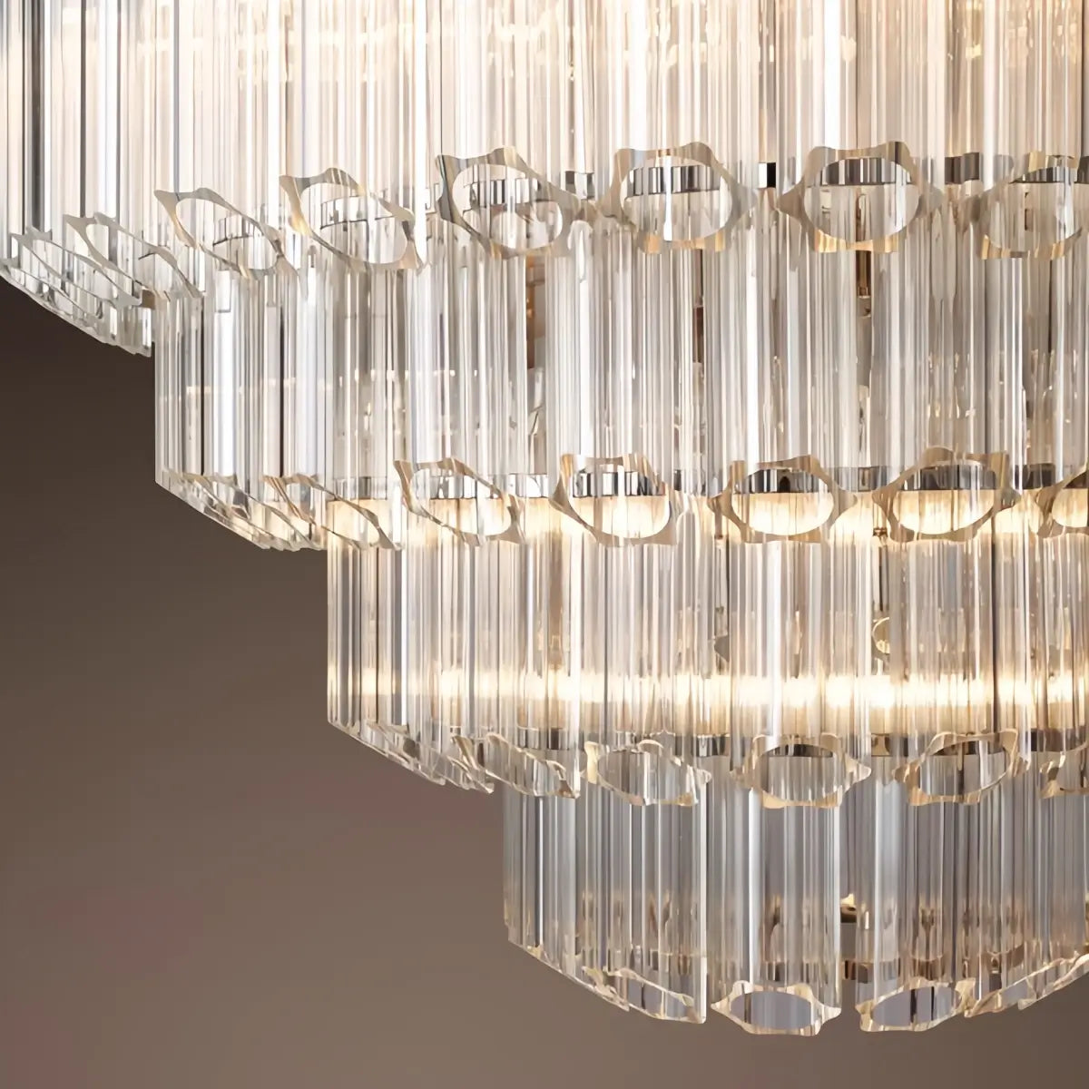 Excelis Luxury Chandelier --Tiered Clear Glass & Metal Frame for Living Room