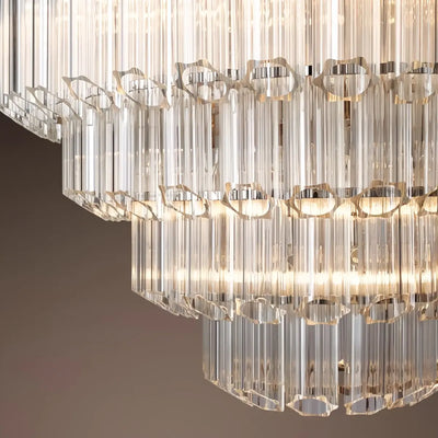 Excelis Luxury Chandelier --Tiered Clear Glass & Metal Frame for Living Room