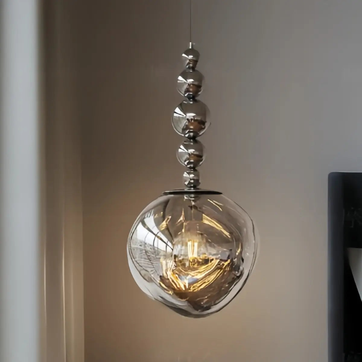 Lunara Modern Pendant Light – Acrylic Globe & Carbon Steel for Bedroom