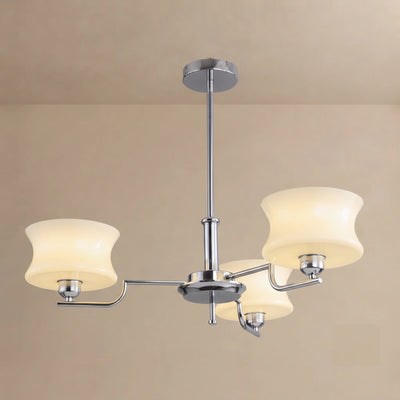 Vintage Chandelier – Gold or Chrome Glass Ceiling Light for Dining Room