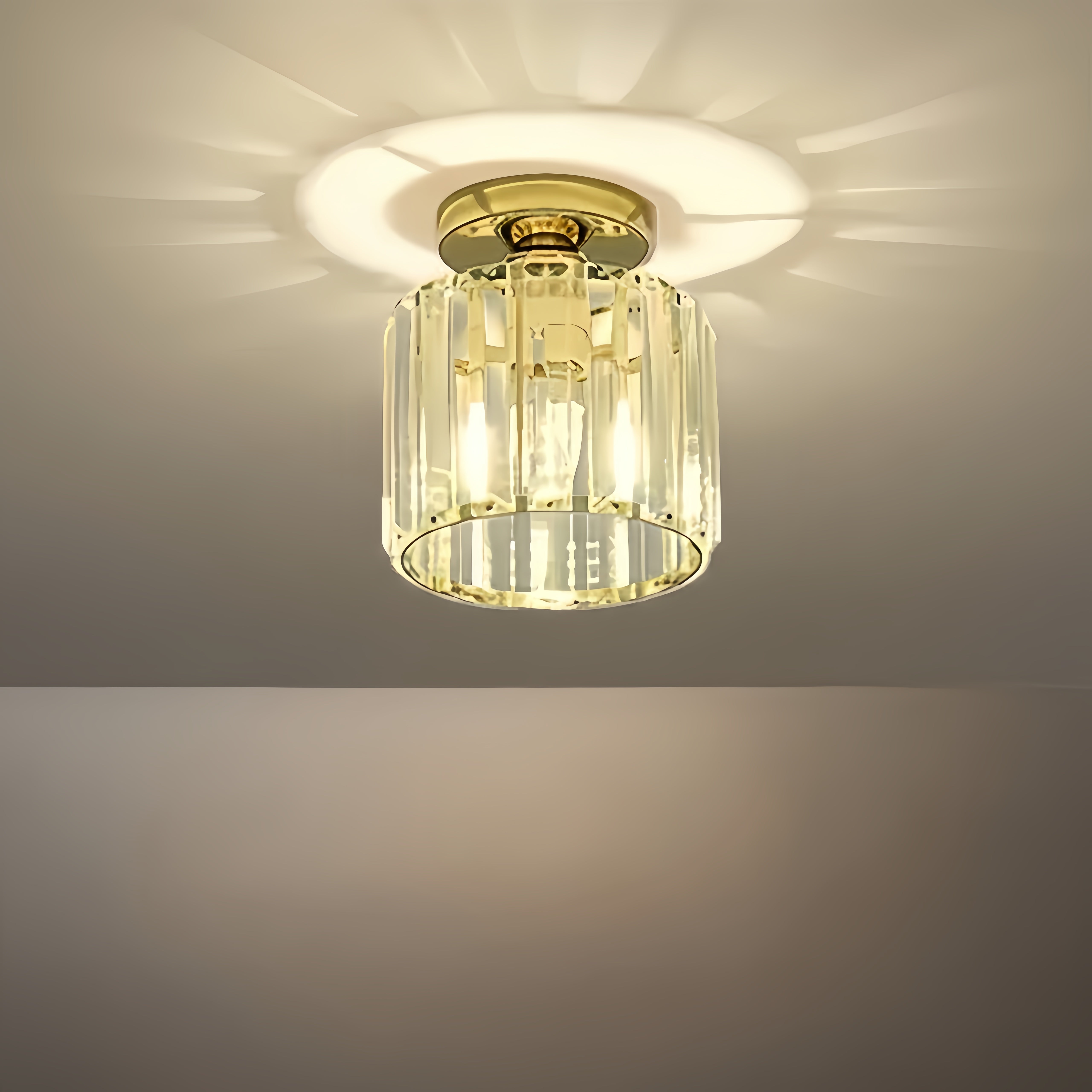 Vetro Modern Ceiling Lamp Metal/Crystal Design in Black/Gold/Silver for Bedroom