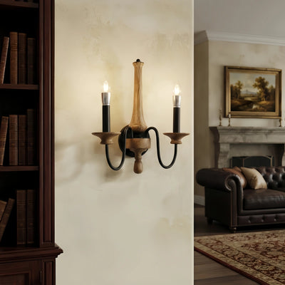 Zenno Rustic Wooden Chandelier with Adjustable LED Lighting for Living Room & Bedroom
