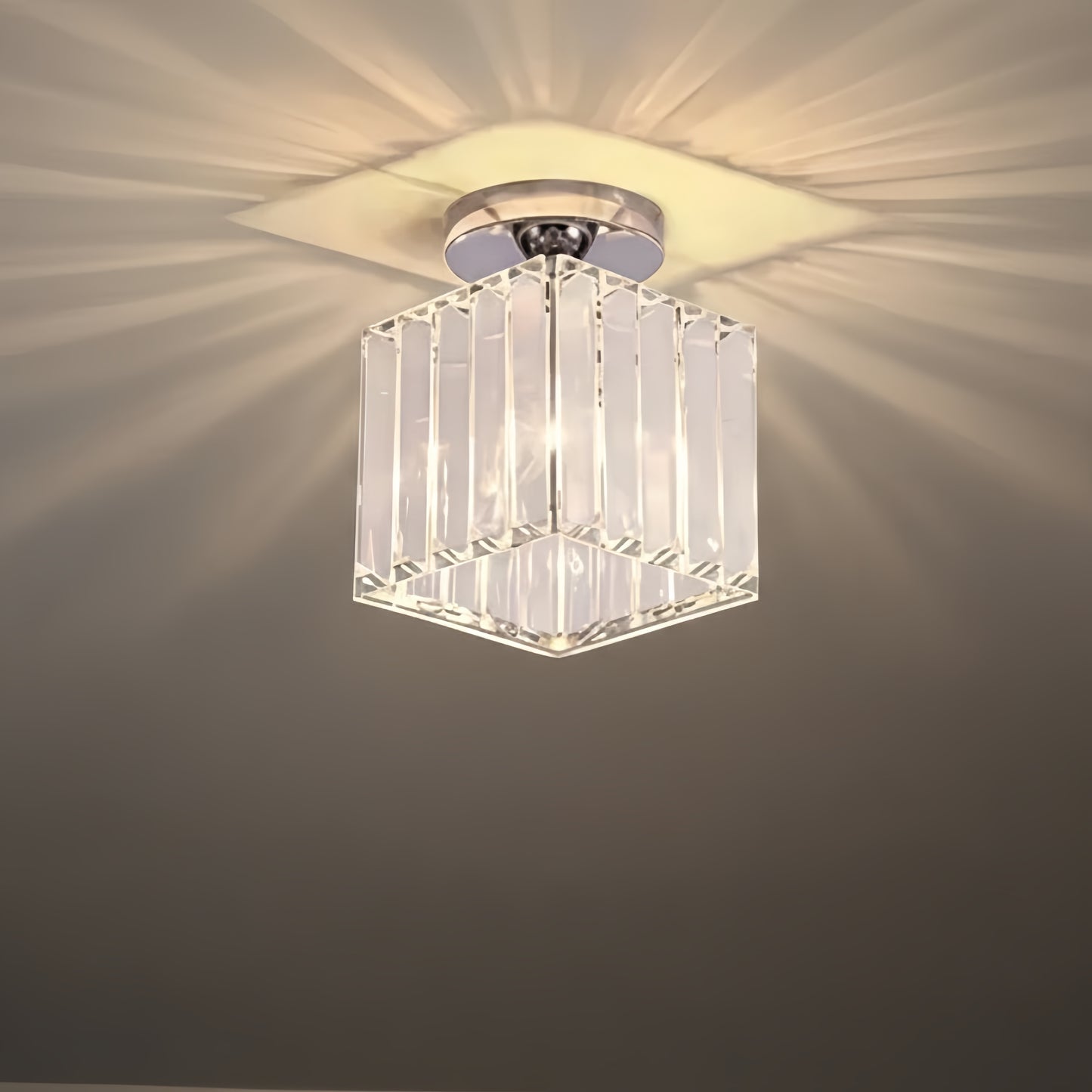 Vetro Modern Ceiling Lamp Metal/Crystal Design in Black/Gold/Silver for Bedroom