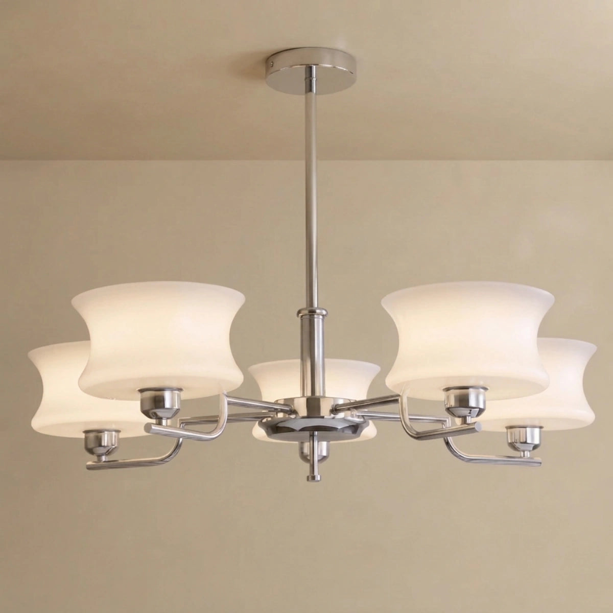 Vintage Chandelier – Gold or Chrome Glass Ceiling Light for Dining Room