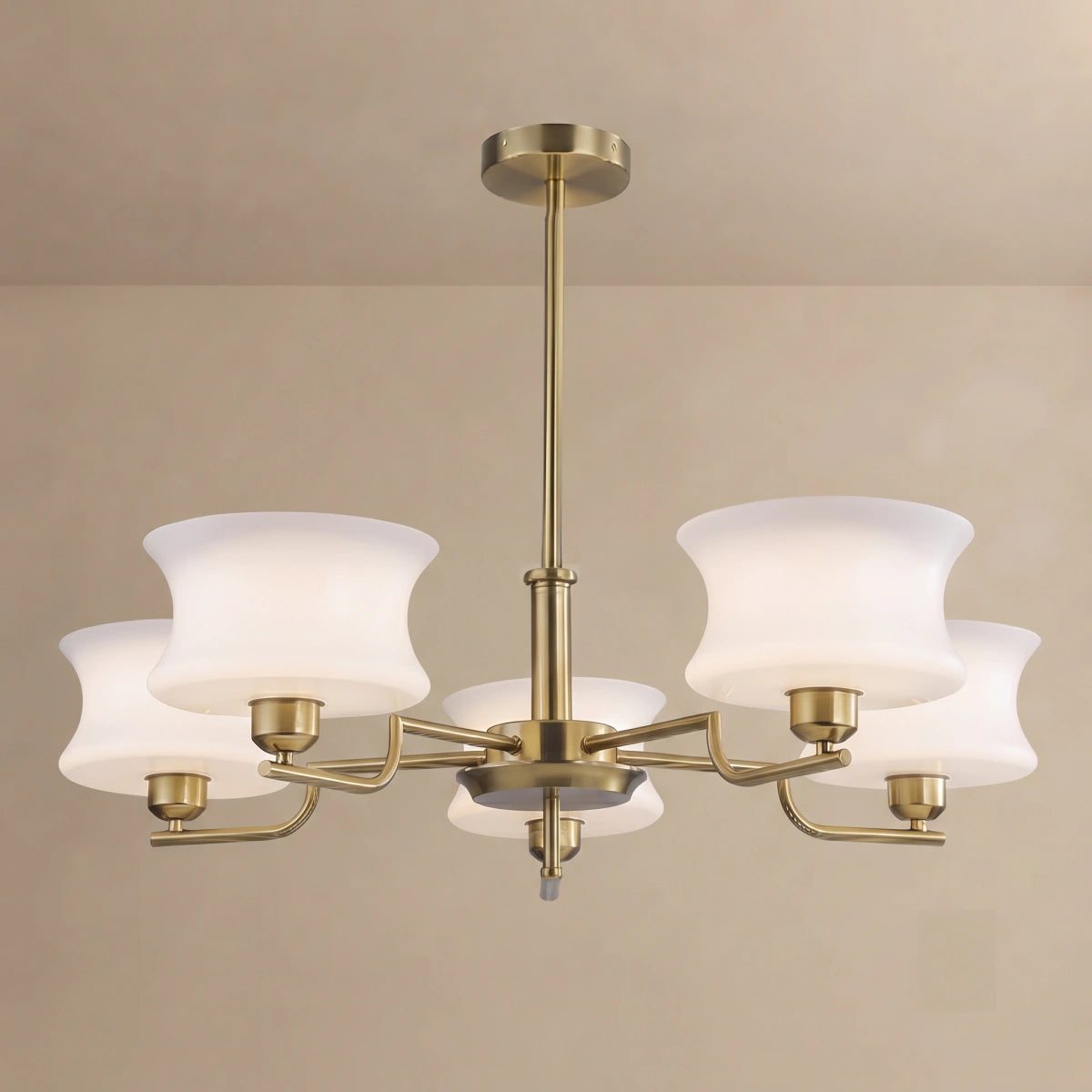Vintage Chandelier – Gold or Chrome Glass Ceiling Light for Dining Room