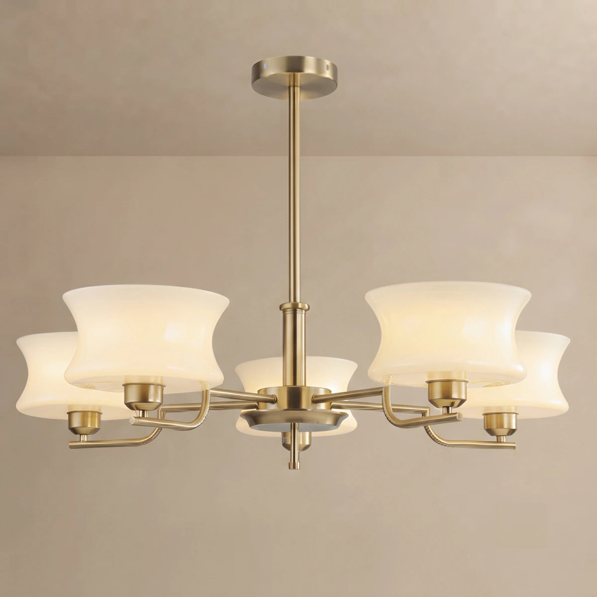 Vintage Chandelier – Gold or Chrome Glass Ceiling Light for Dining Room