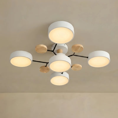 Arcato Modern Round Metal Ceiling Light - Multi-Head in Gray/Green/White for Living Room