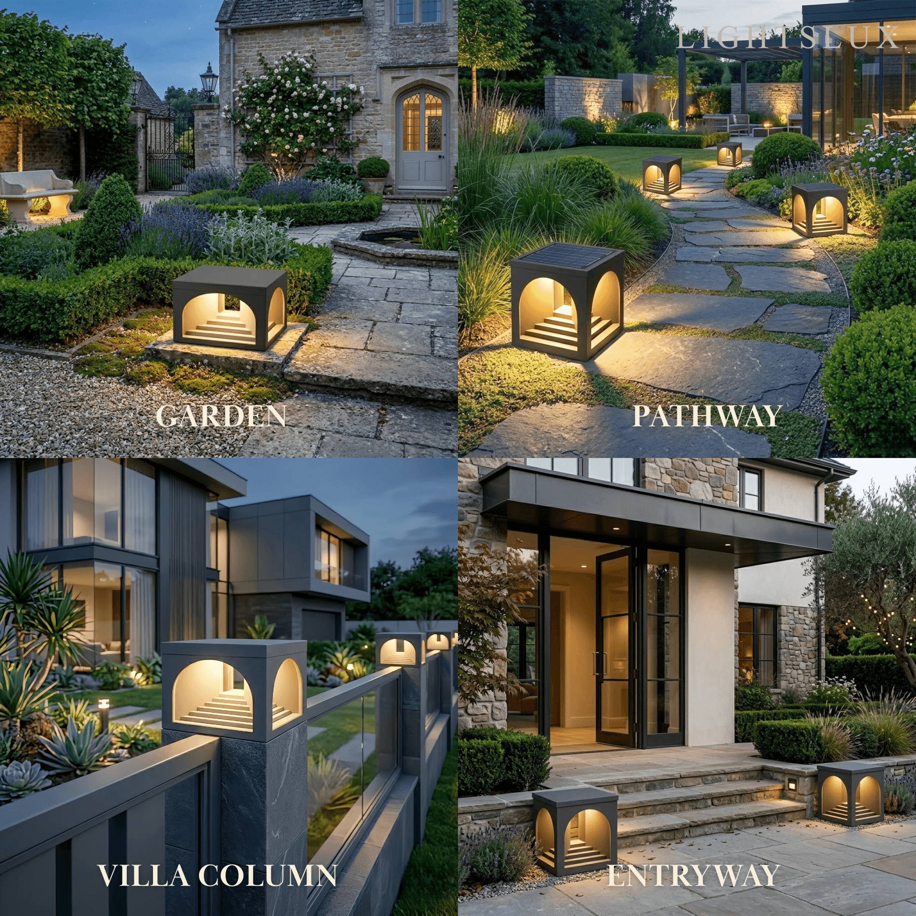 Arcato Minimalist Pier-Mount Pillar Light - Black Metal for Outdoor