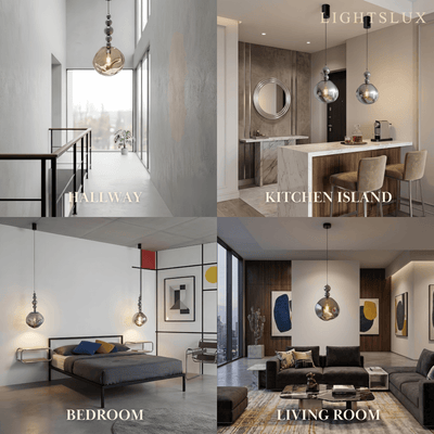 Lunara Modern Pendant Light – Acrylic Globe & Carbon Steel for Bedroom