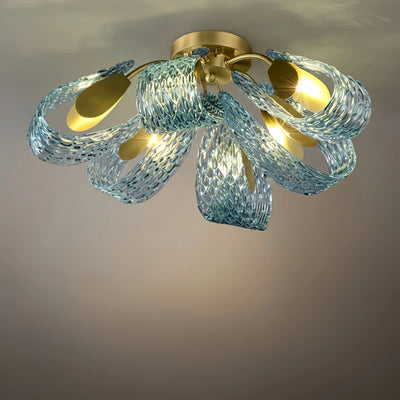 Art Deco Peacock Chandelier – Blue Feather Art Glass Contemporary for Dining Room Bedroom