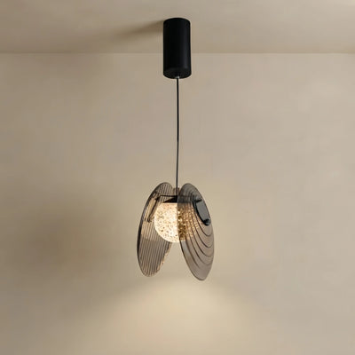 Lunara Modern Glass Disc Pendant Light--Amber/Smoke Grey for Living Room