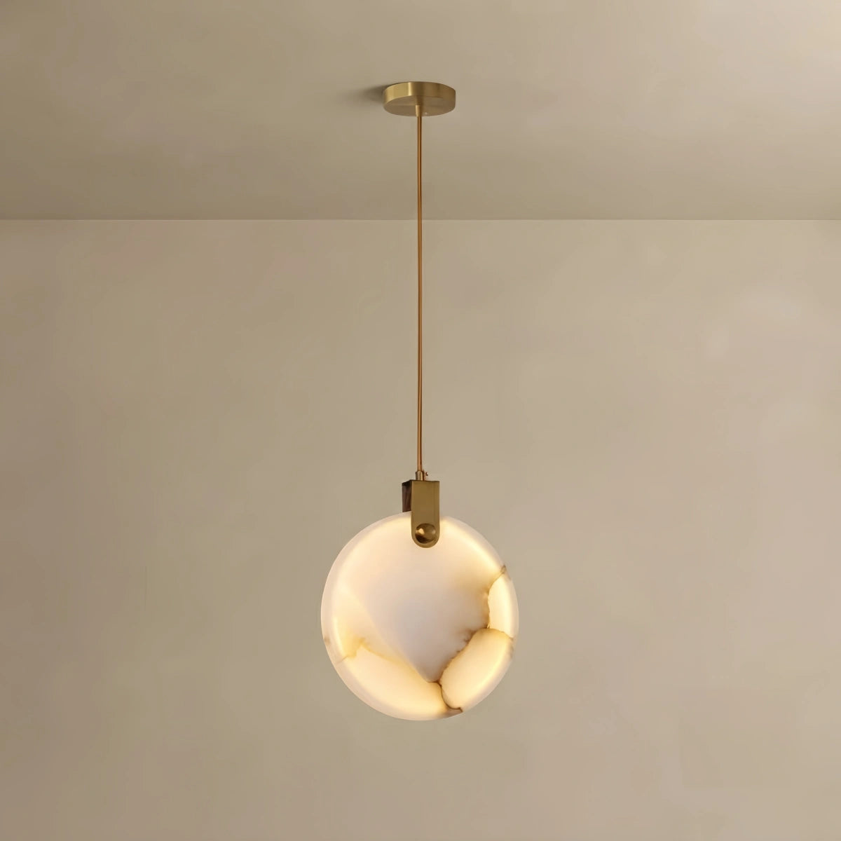 Alba Modern Alabaster Pendant Light — Gold Metal for Dining Room