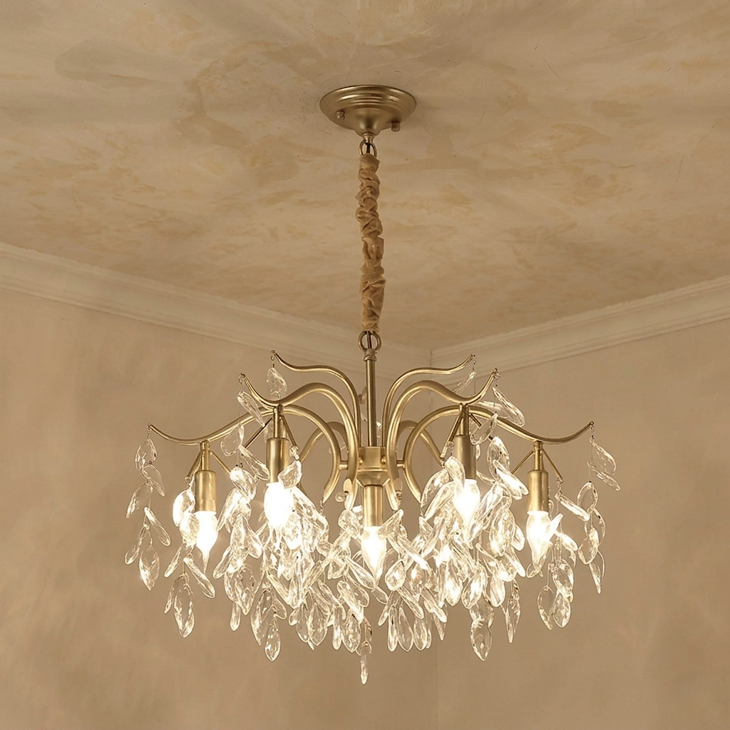 Excelis Royal Crystal Chandelier – Luxurious Gold Finish for Living/Dining Room