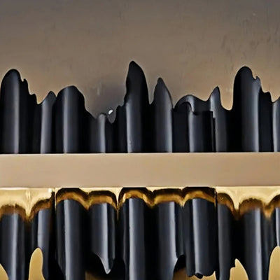 Excelis Modern Linear Pendant Light – Polished Gold Border on Jet Black Iron for Kitchen