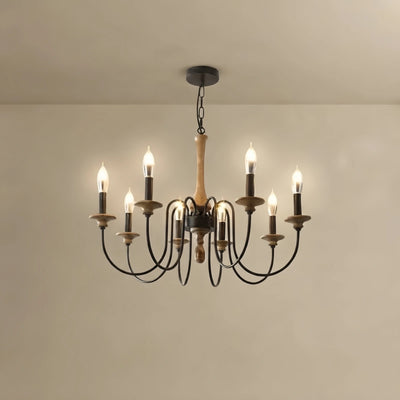 Zenno Rustic Wooden Chandelier with Adjustable LED Lighting for Living Room & Bedroom