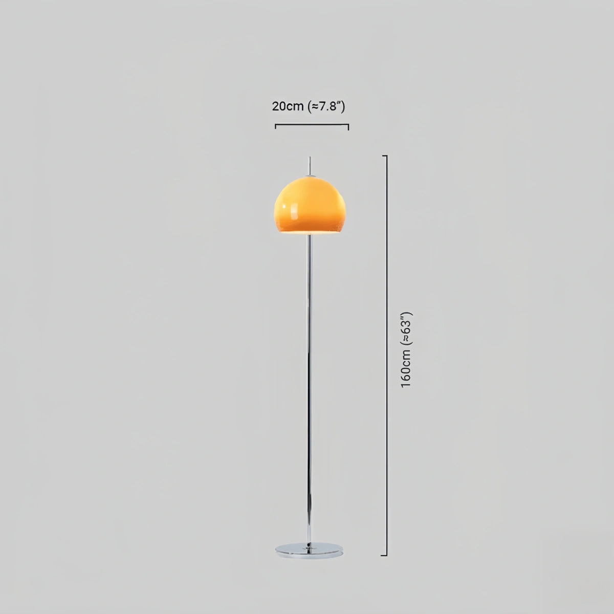 Crema Modern Round Floor Lamp - Metal/Glass in Orange for Living Room