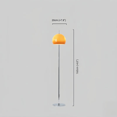 Crema Modern Round Floor Lamp - Metal/Glass in Orange for Living Room