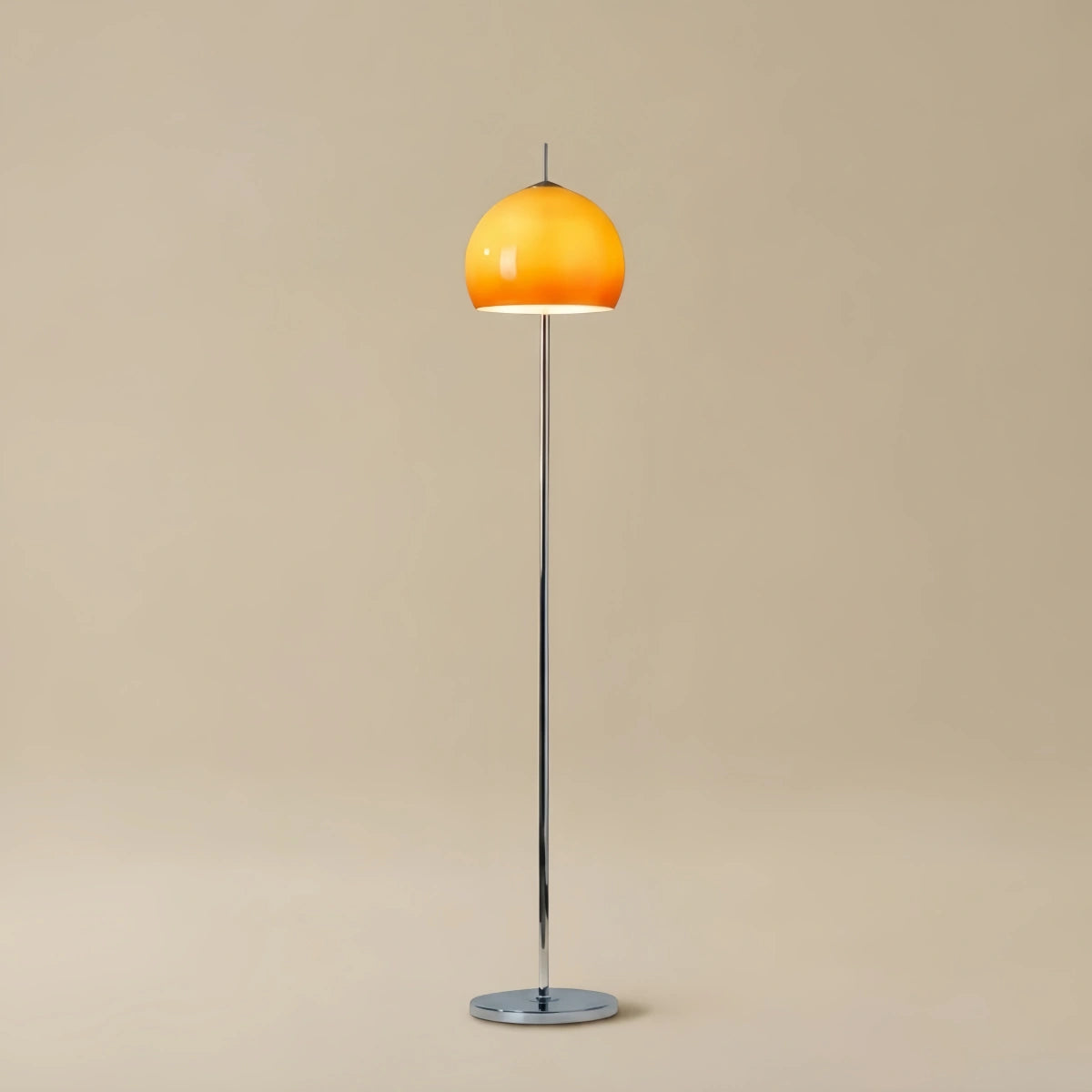 Crema Modern Round Floor Lamp - Metal/Glass in Orange for Living Room