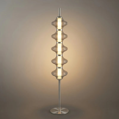 Vivara Modern Metal/Glass Floor Lamp - Orange Lantern Design for Bedroom