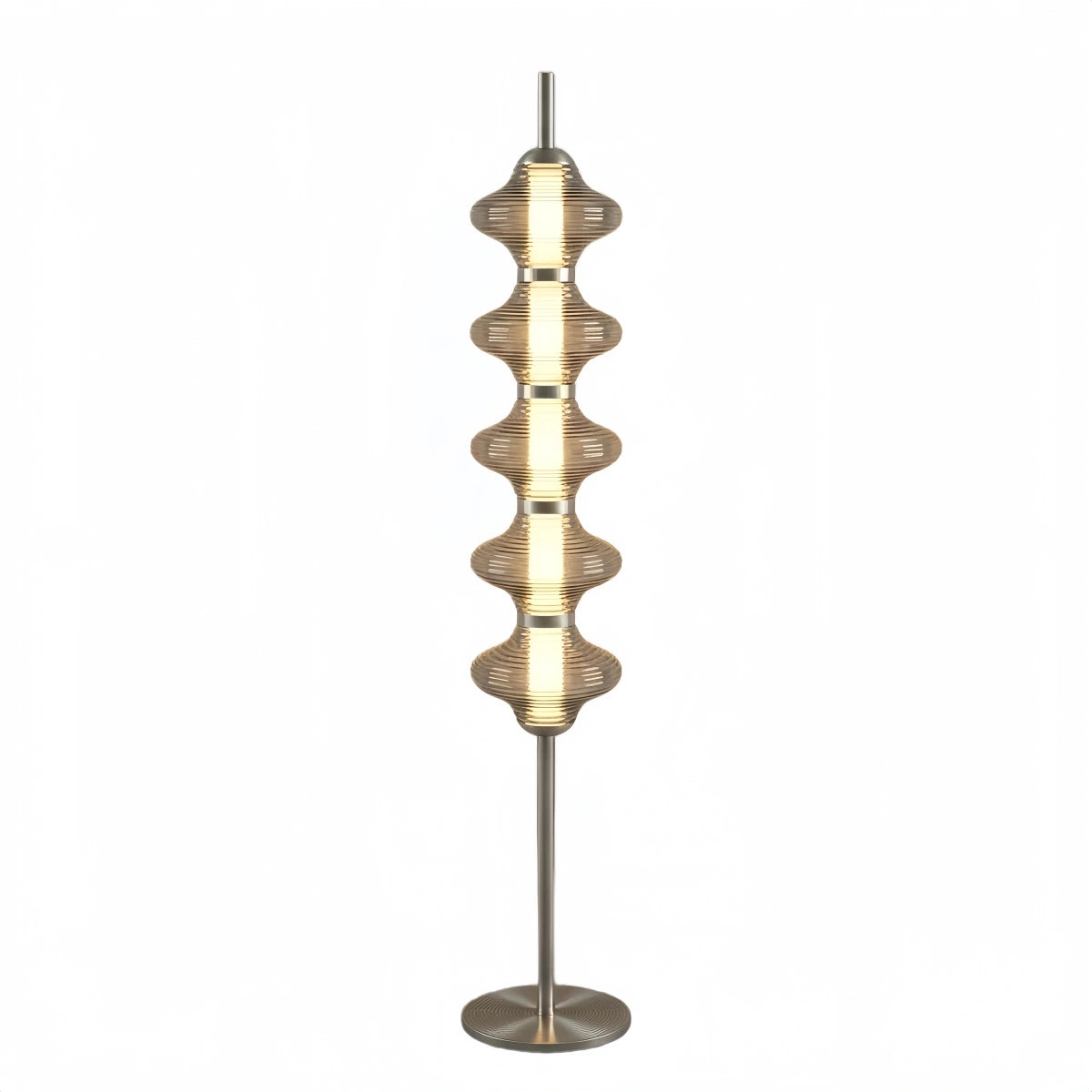 Vivara Modern Metal/Glass Floor Lamp - Orange Lantern Design for Bedroom