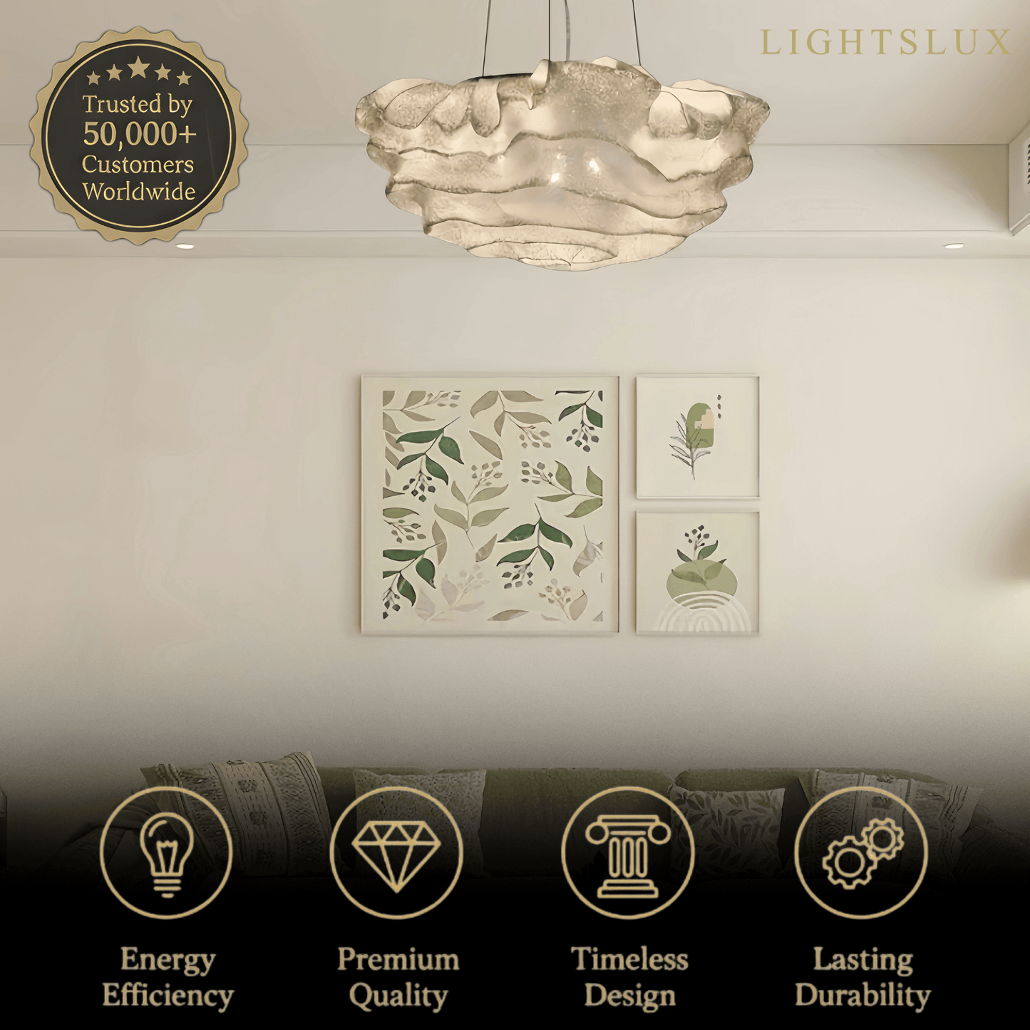Excelis Art Deco Cloud-Shaped White Pendant Light