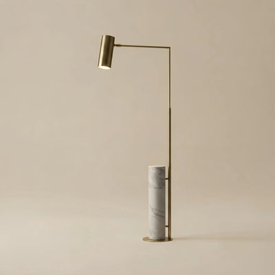 Minimalist Gold Floor Lamp – Metal & Marble Cylindrical for Bedroom