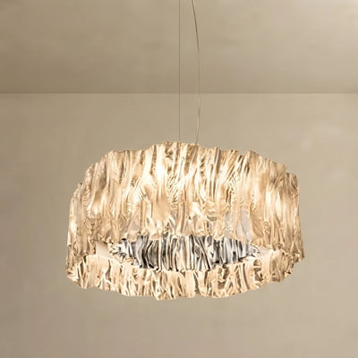 Excelis Designer Luxury Pleated Pendant Light – White/Gold/Chrome Acrylic for Living Room