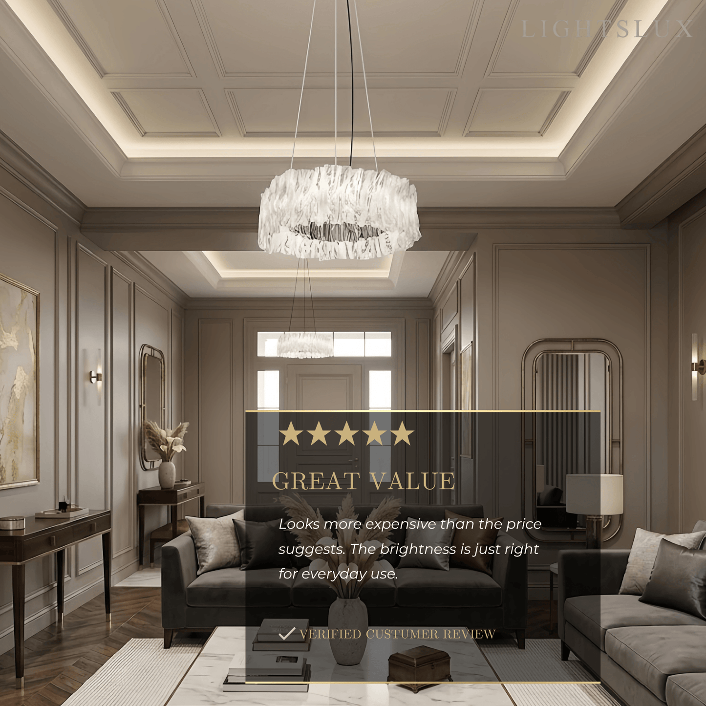 Pendant Light – White/Gold/Chrome Acrylic for Living Room
