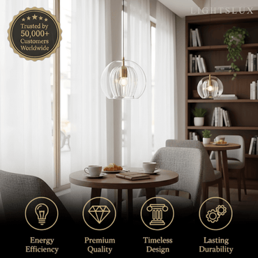 Vetro Nordic Globe Pendant Light – Clear or Amber Glass for Bedroom